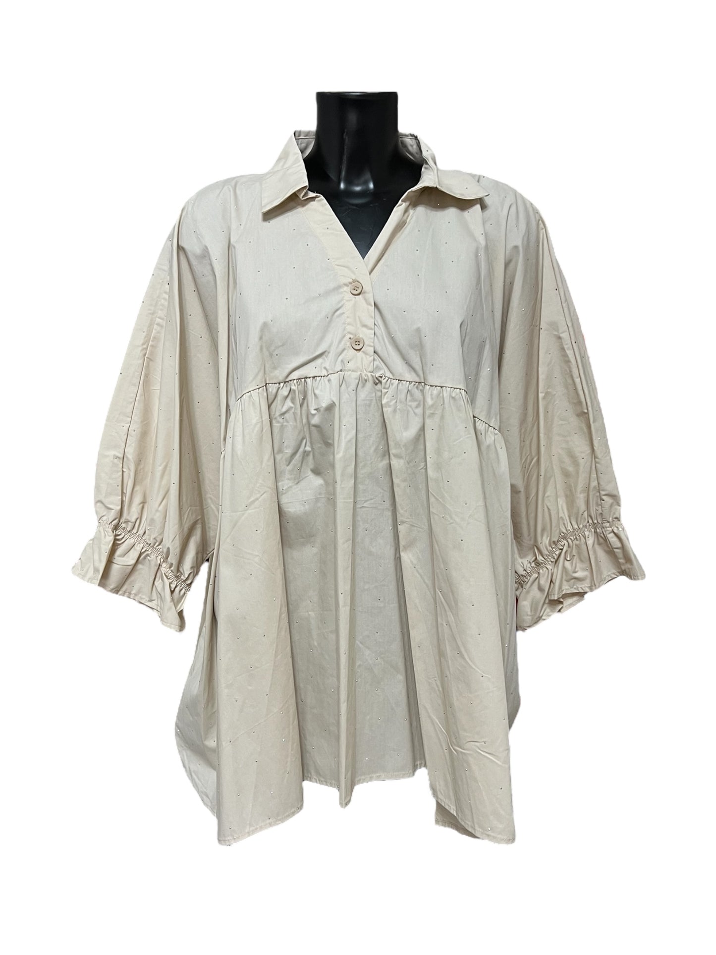 Fly Out camicia in cotone con strass con colletto aperto