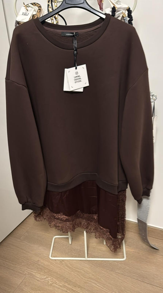 Lumina felpa oversize con sezione di pizzo