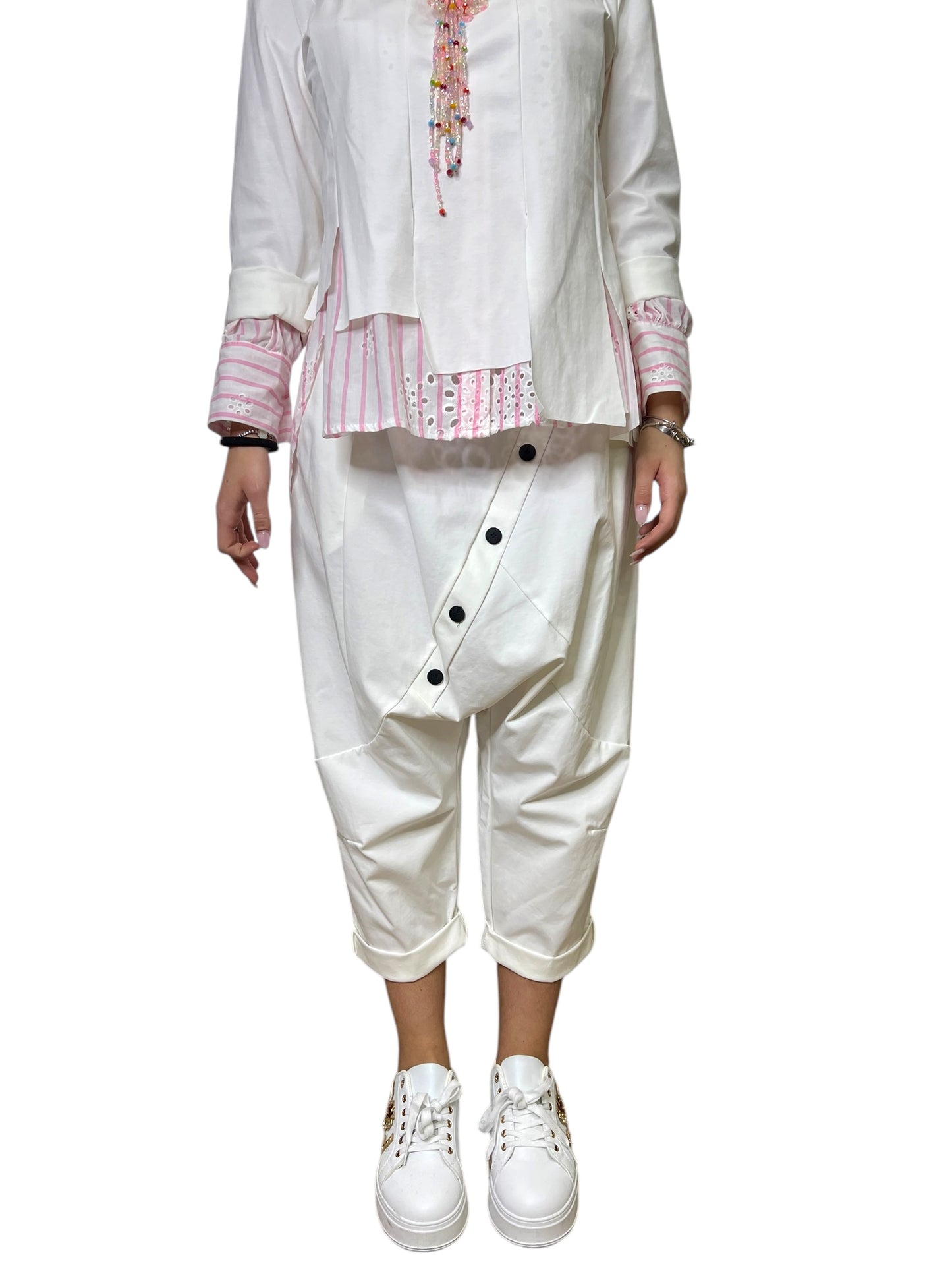 Sun Sun pantaloni a cavallo basso con bottoni obliqui