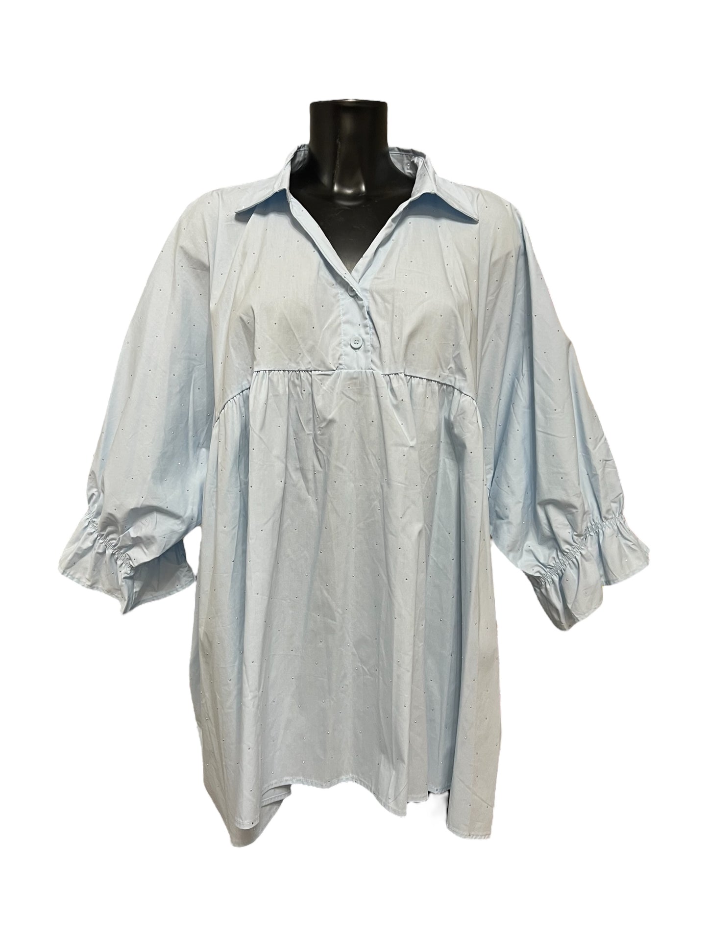 Fly Out camicia in cotone con strass con colletto aperto