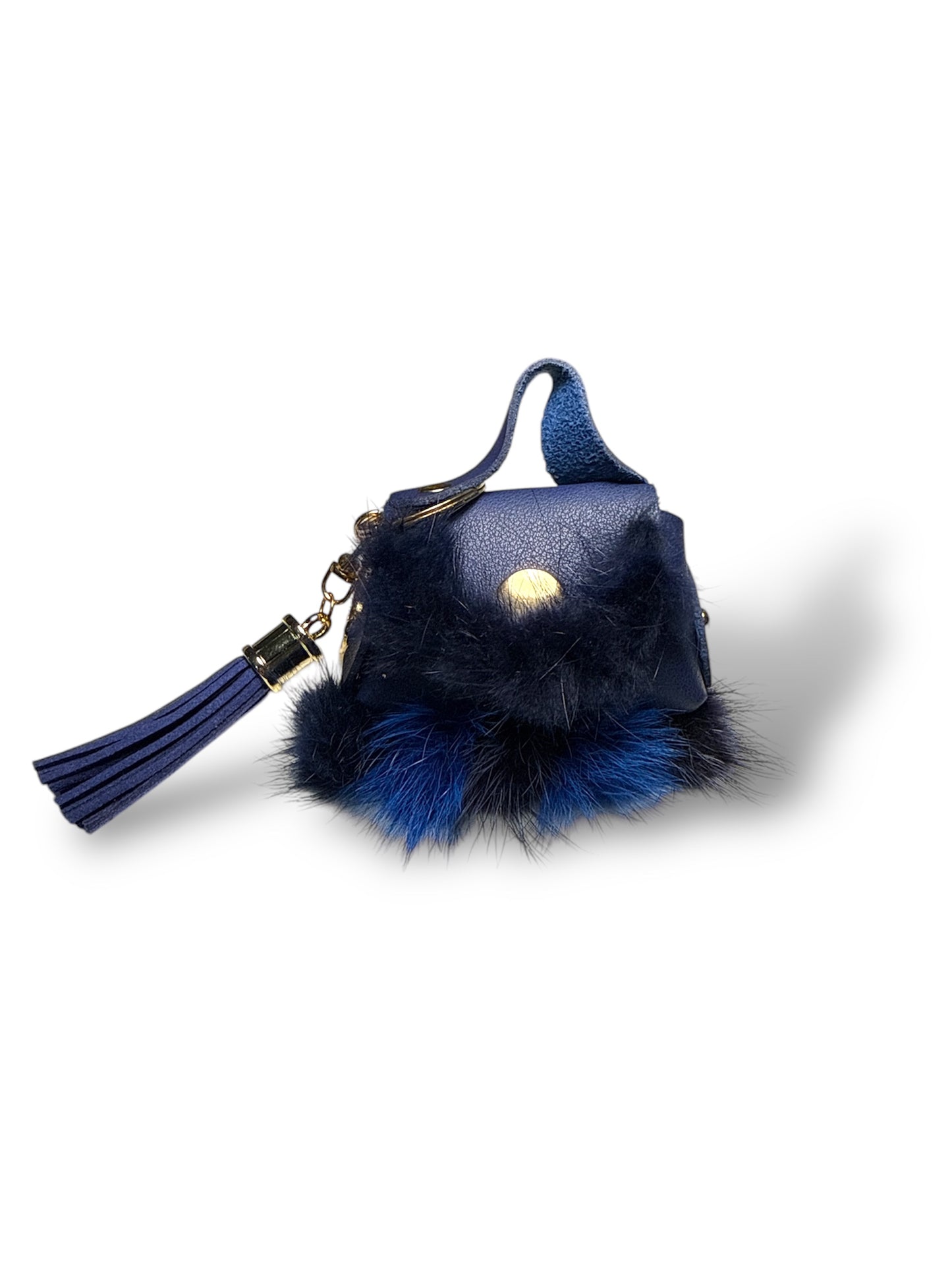 Charm a forma di borsetta con pompon e nappina
