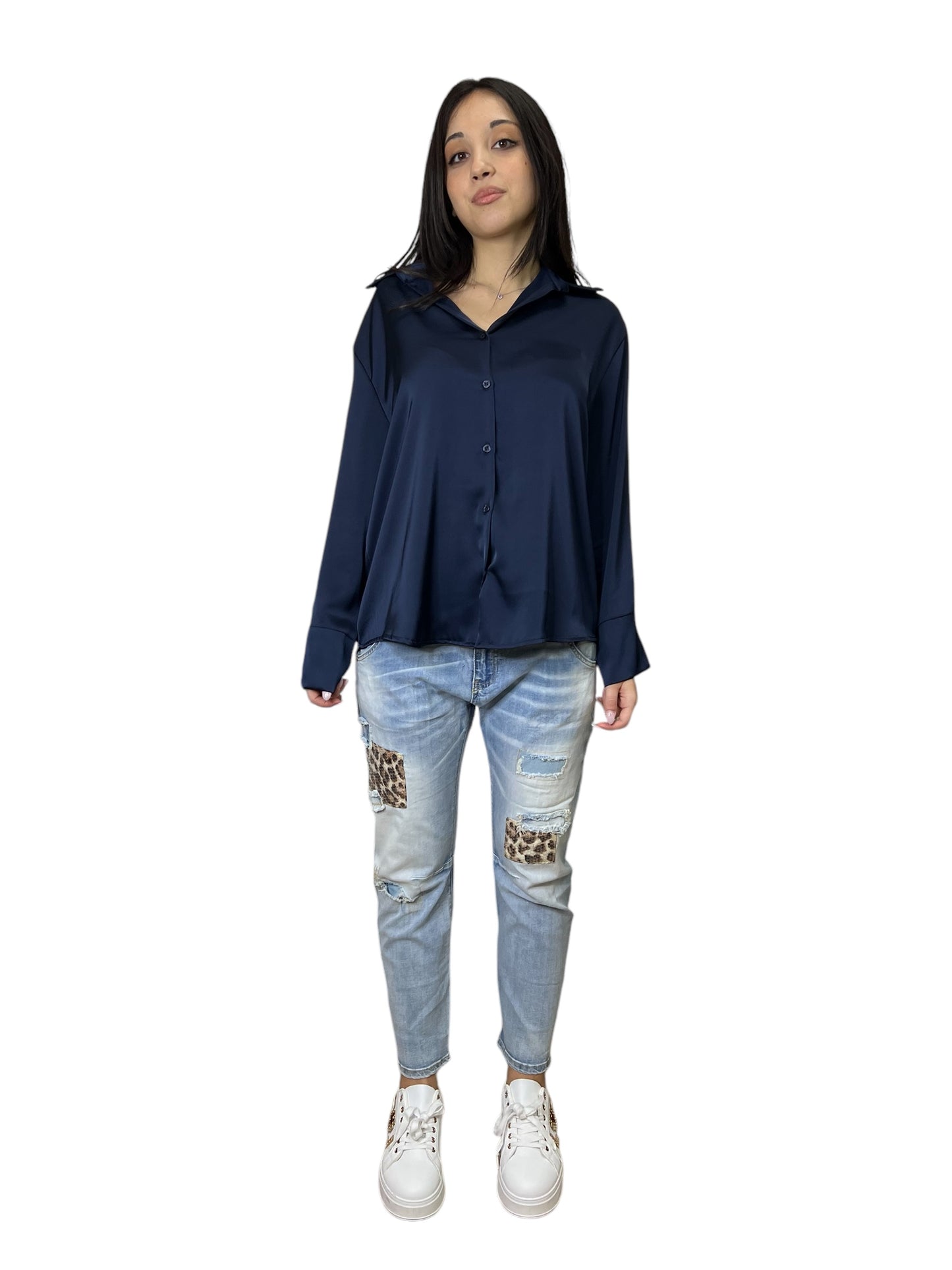 Jeans slim fit elasticizzati con patch maculate