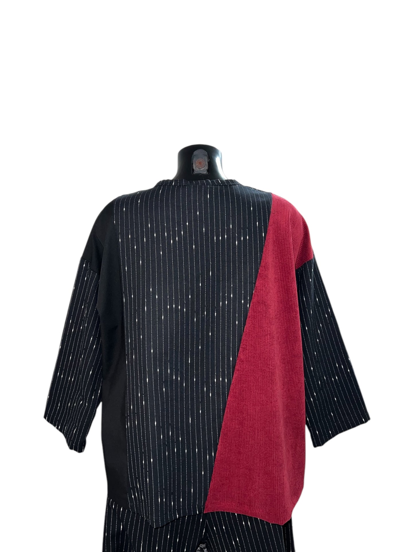 Wendy Trendy coordinato gessato con sezione in velluto a costine