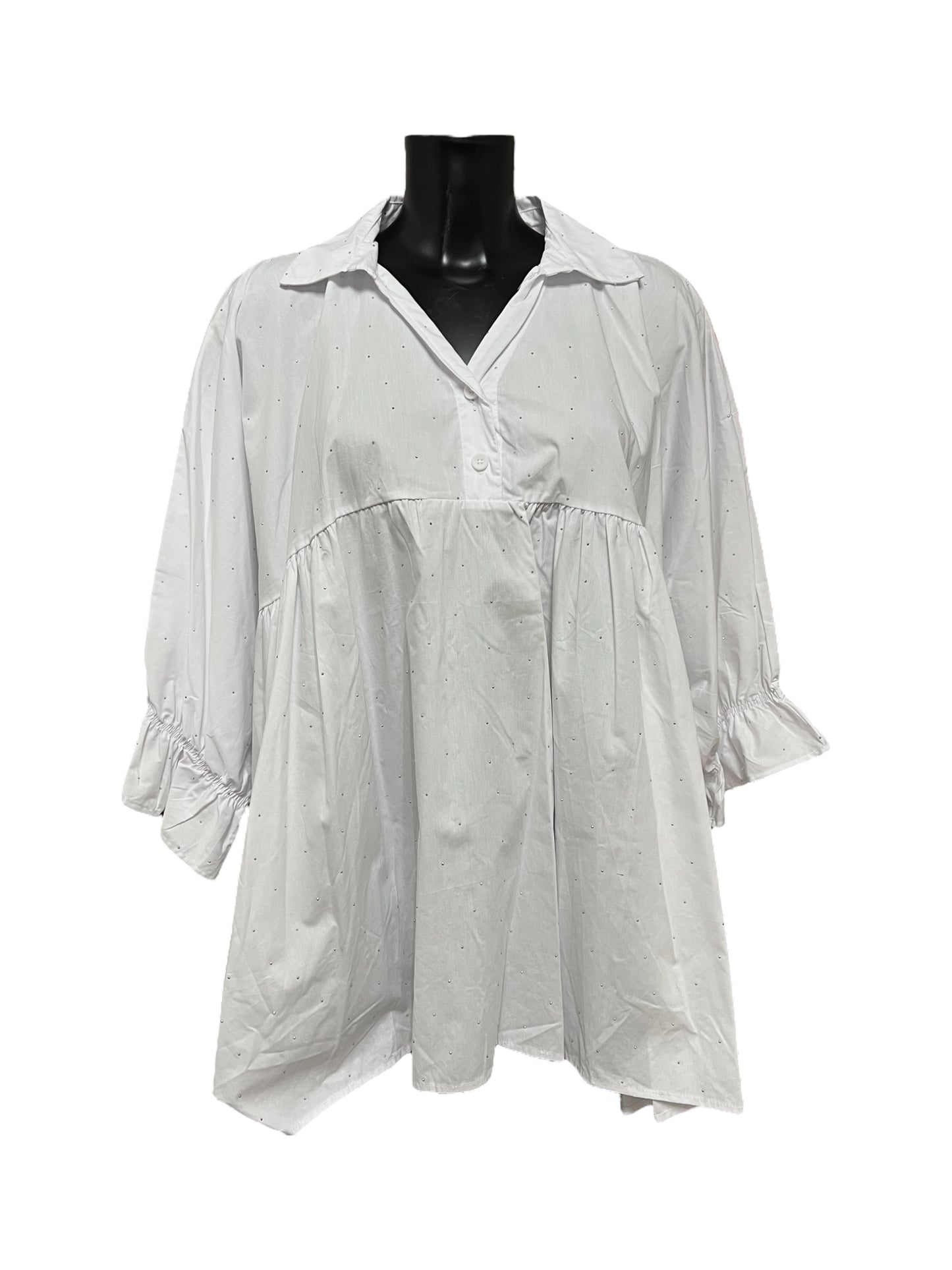 Fly Out camicia in cotone con strass con colletto aperto
