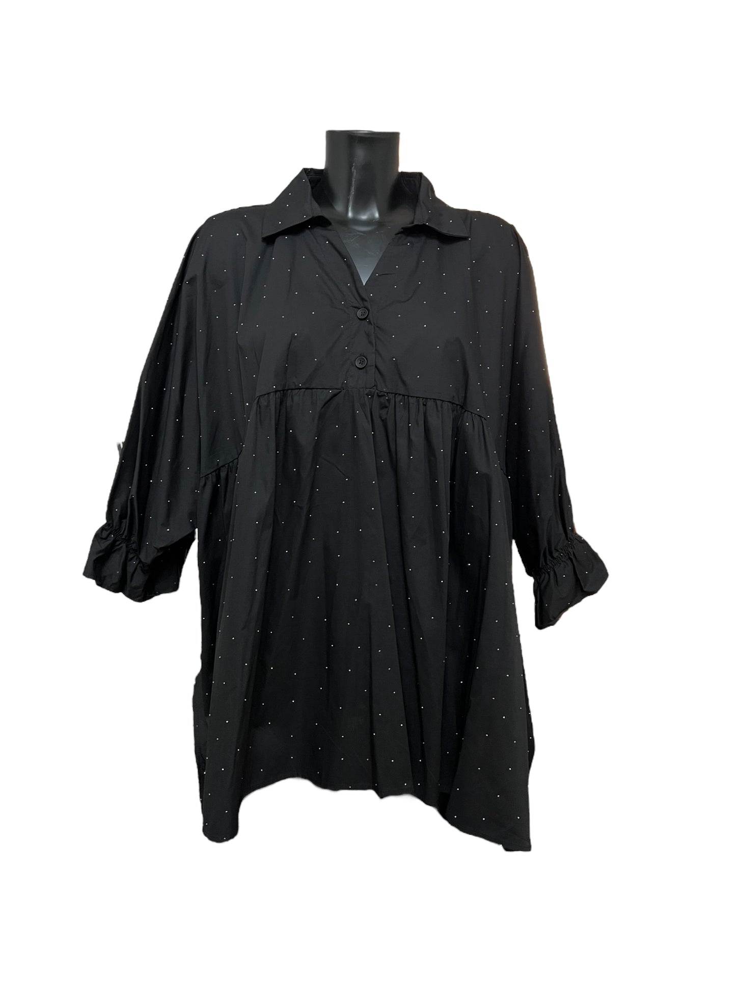 Fly Out camicia in cotone con strass con colletto aperto