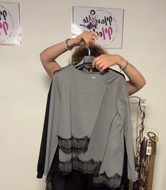 Blusa in punto milano e pizzo