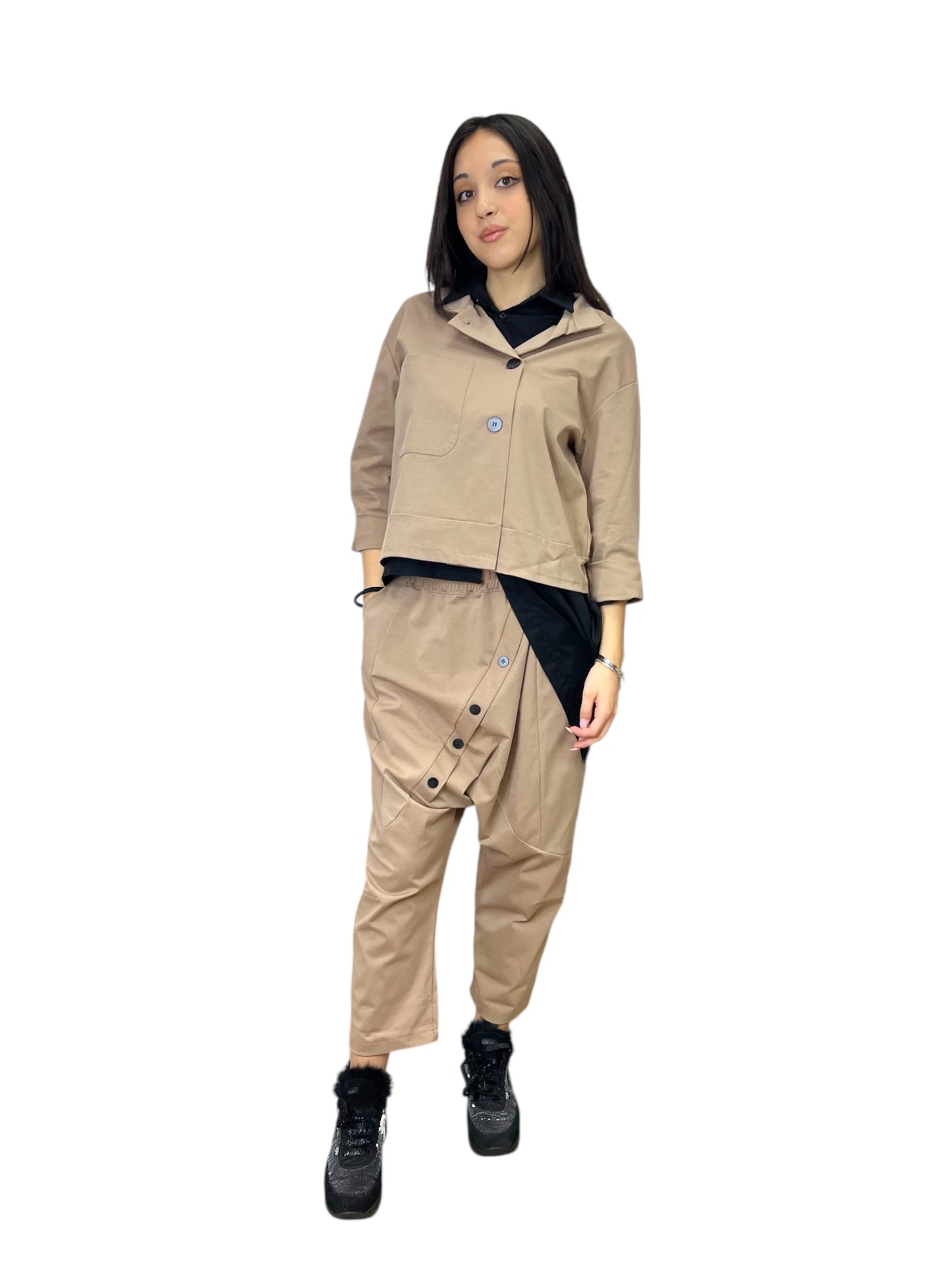 Sun Sun pantaloni a cavallo basso con bottoni obliqui