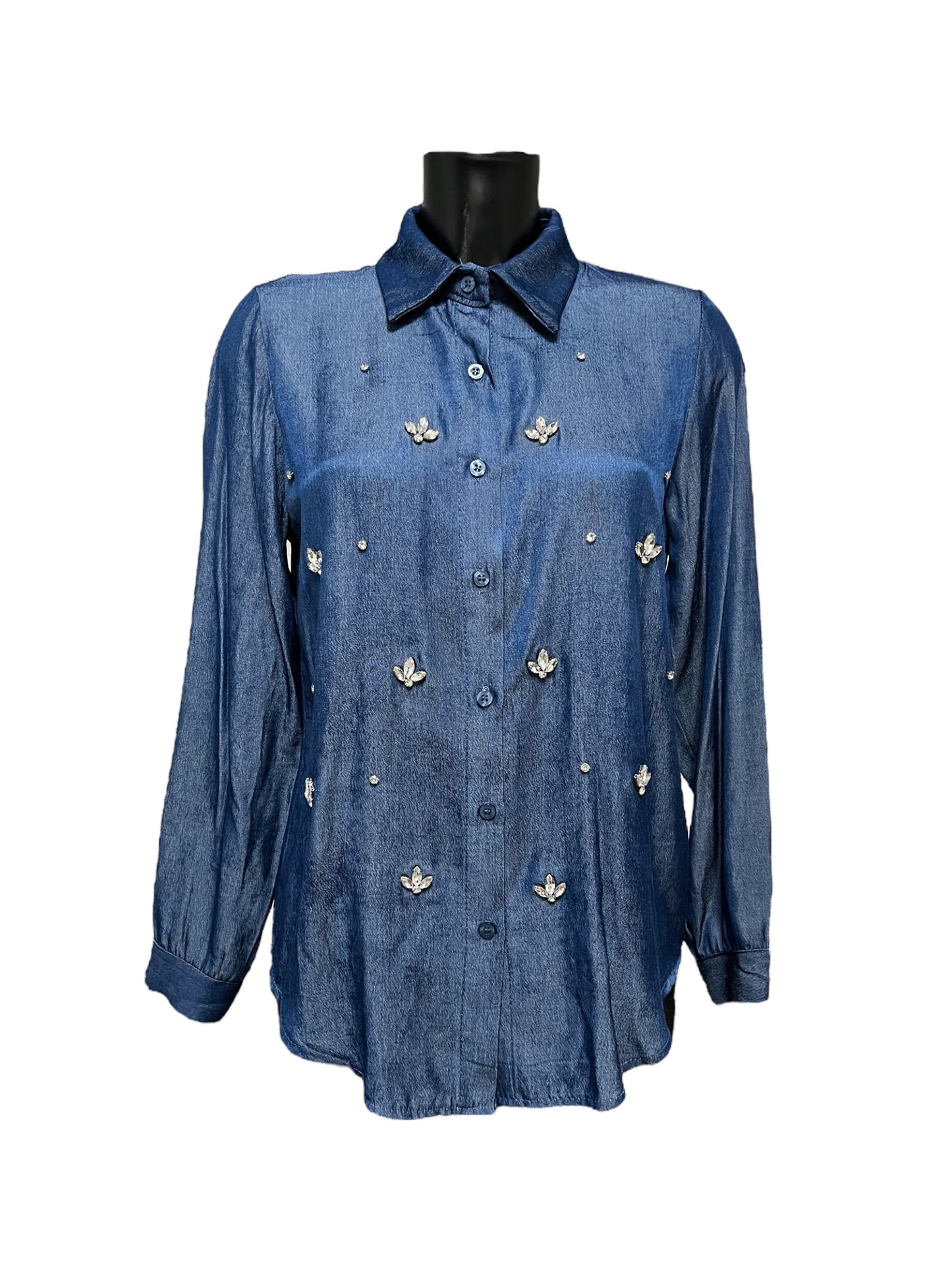 Camicia in cotone con inserti gioiello