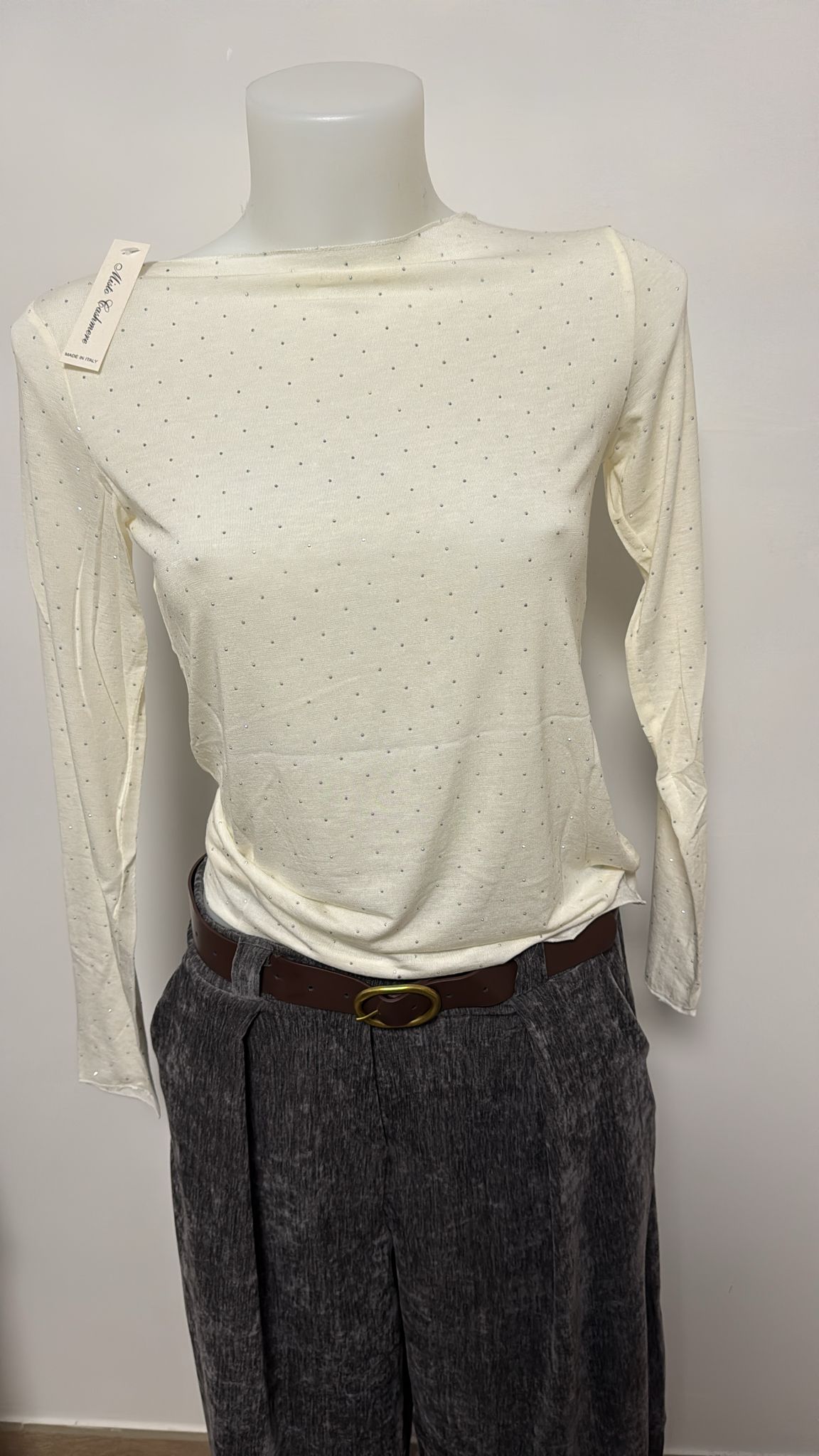 Sotto giacca in misto cachemire con strass