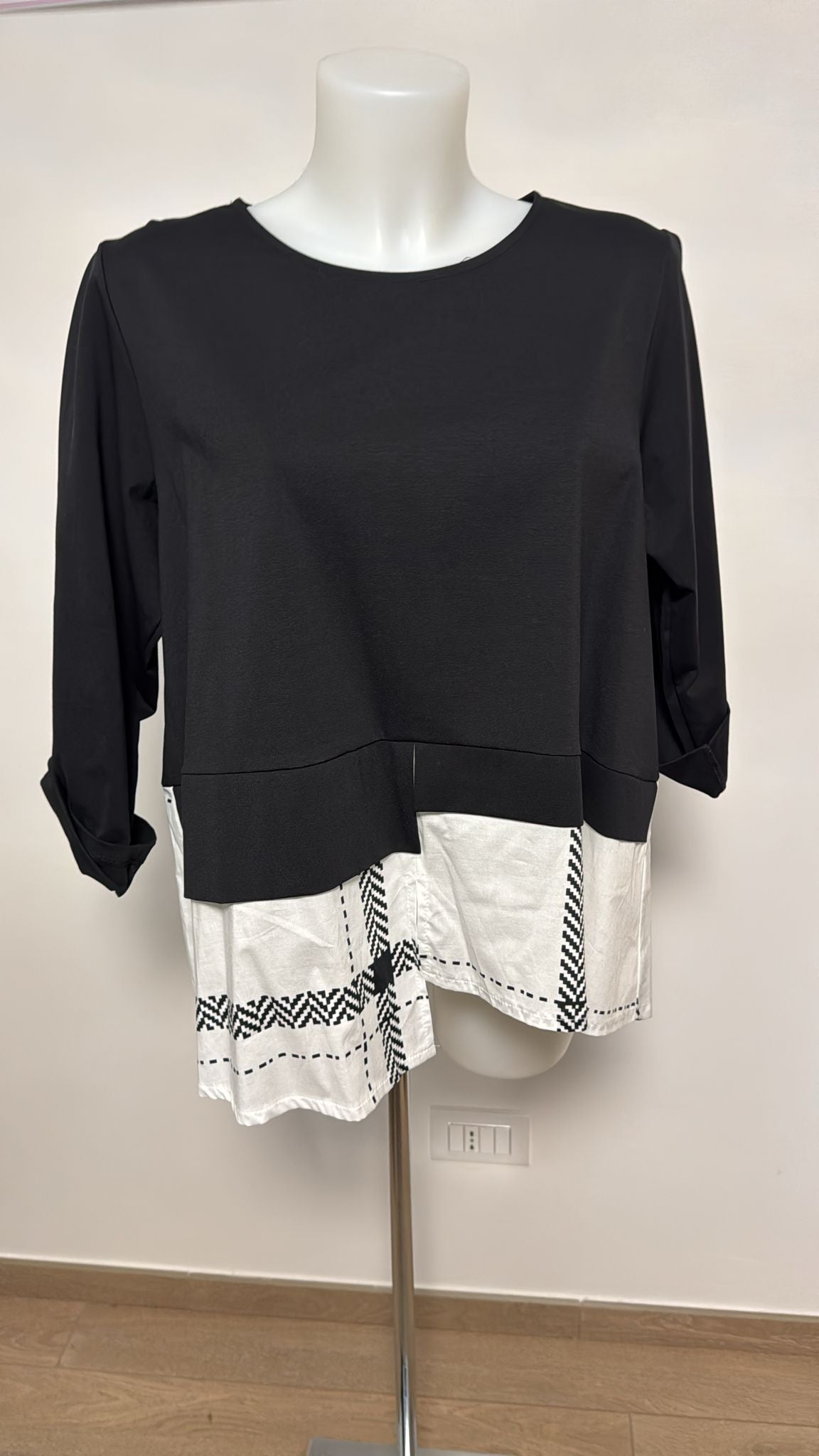 158C casacca con pannello in cotone tartan