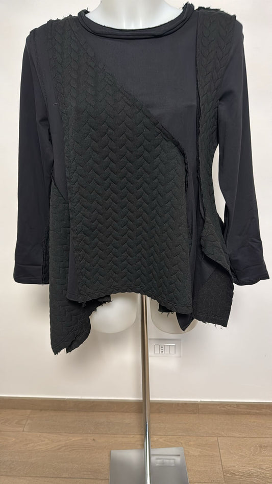 Wendy Trendy blusa asimmetrica con contrasto di tessuto