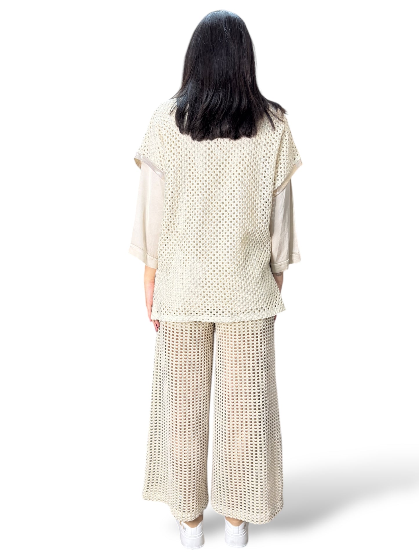 VicBee pantalone crochet con paillettes