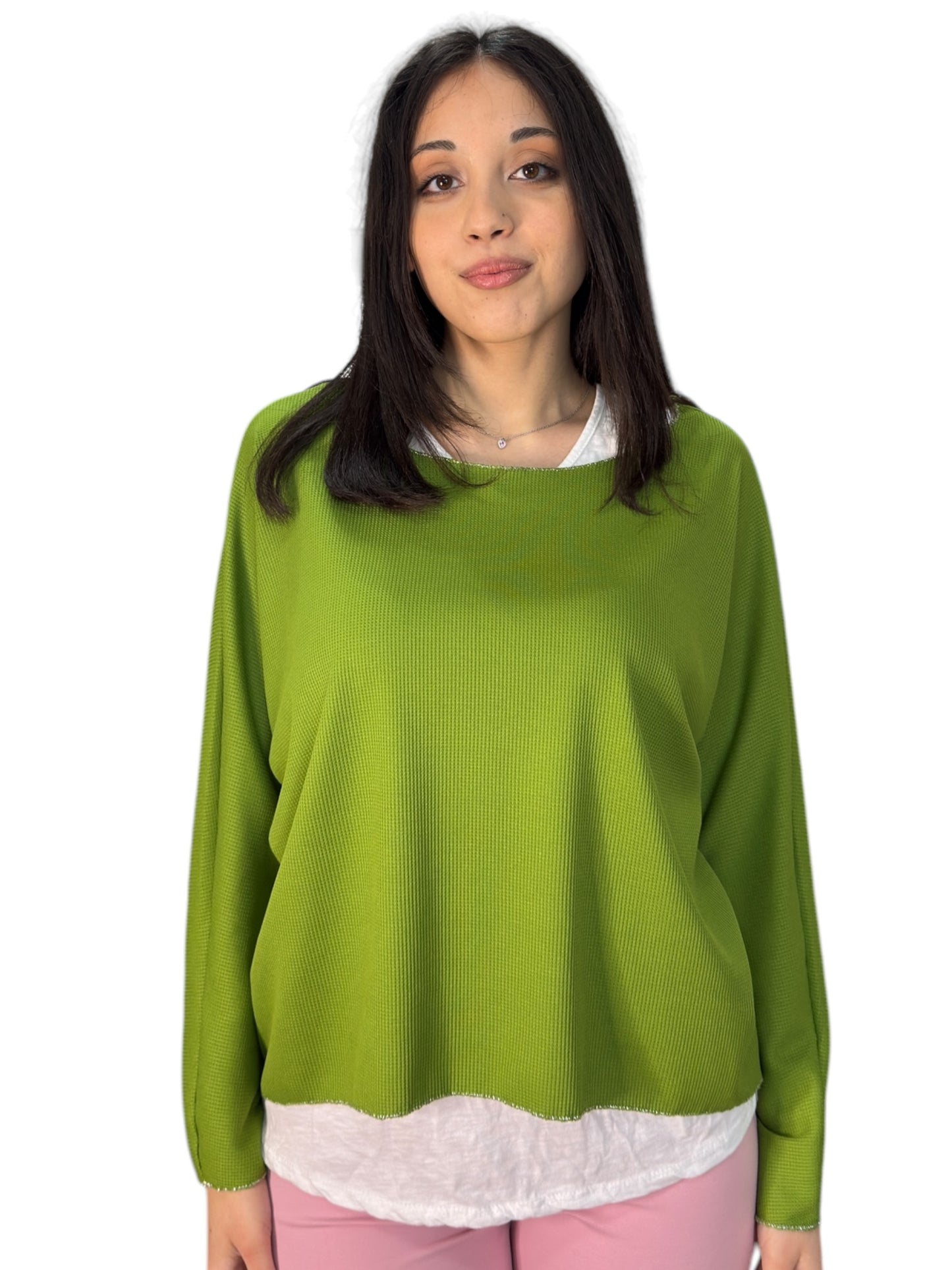 Maglia loose fit testurizzata con bordatura in lurex