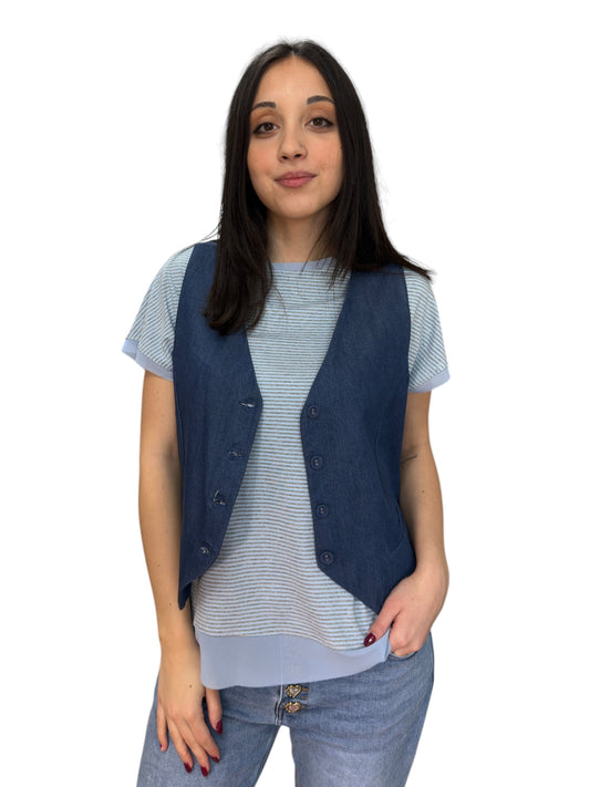 Gilet classico con bottoni rivestiti