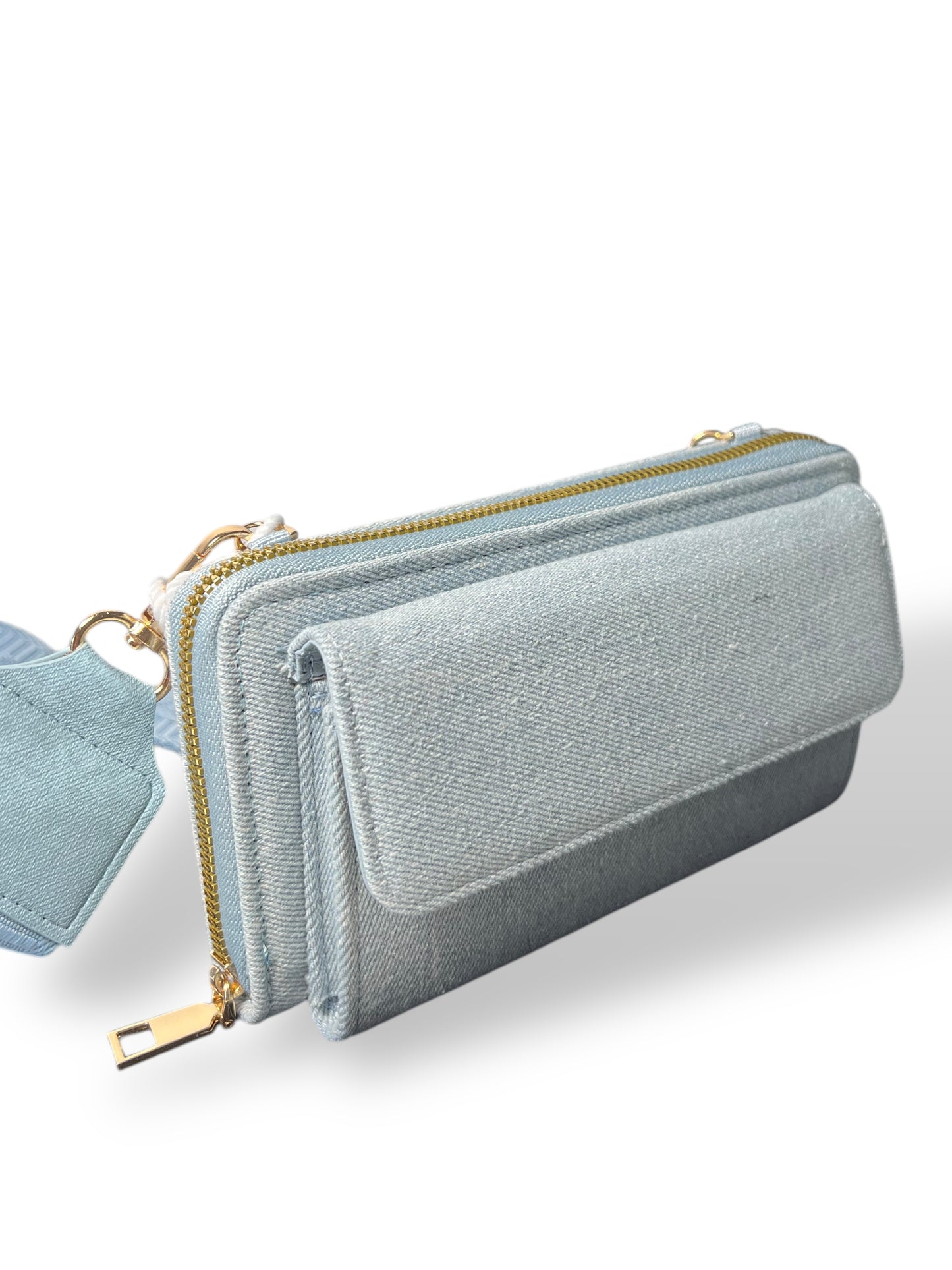 Borsetta azzurra in denim di cotone