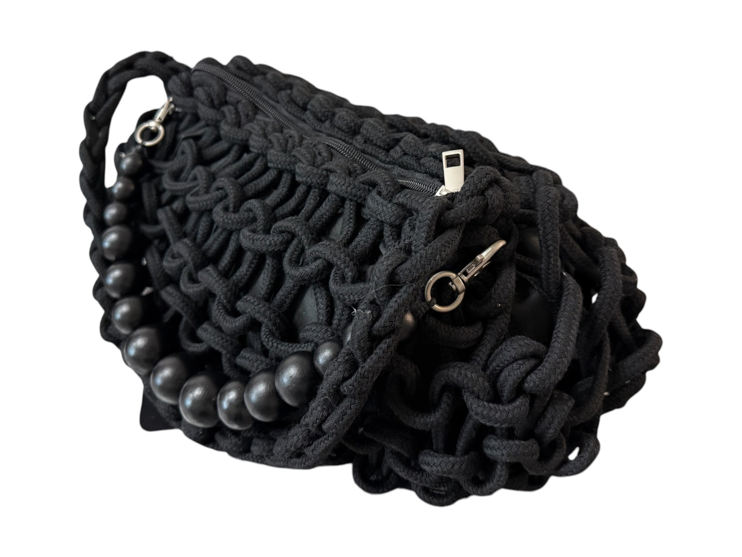 Borsa di tela con intreccio di corda