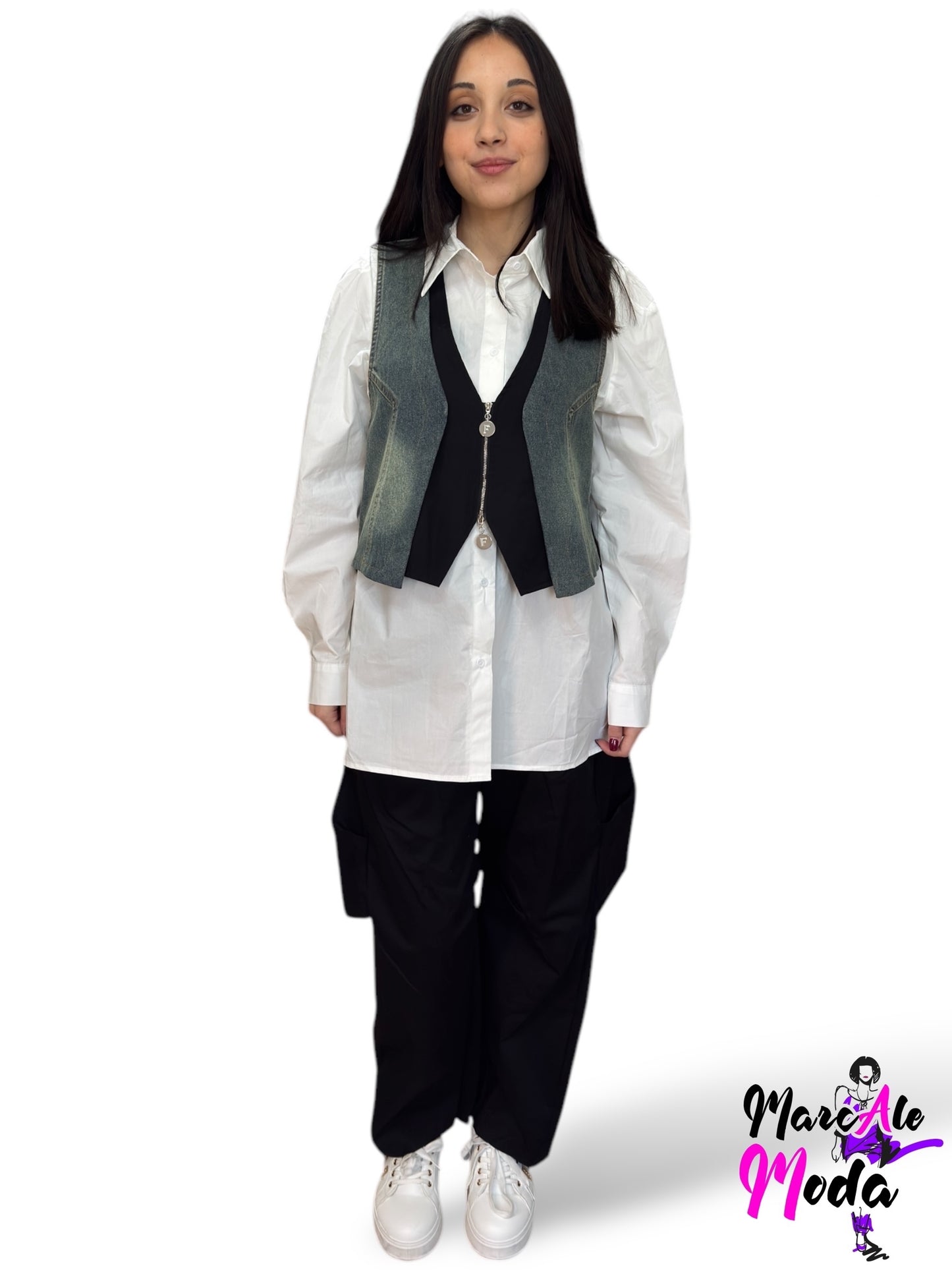 VicBee pantaloni a ovetto con pinces