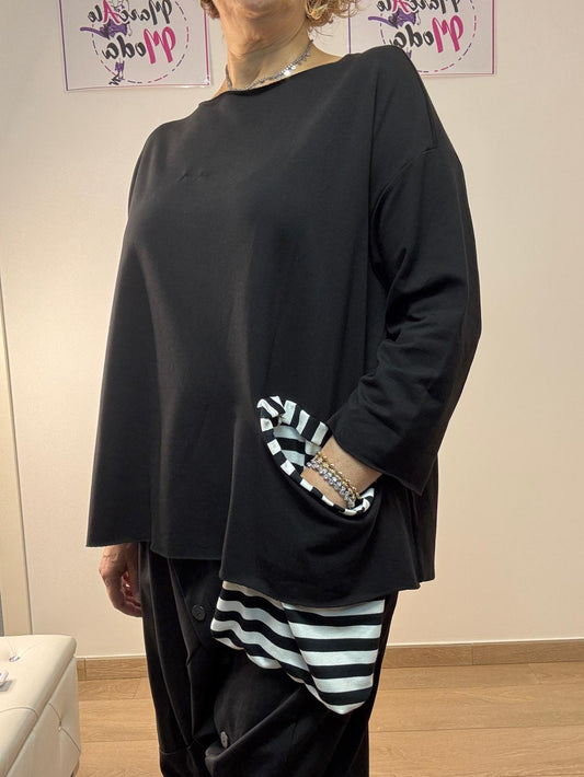 Casacca con tasca a righe