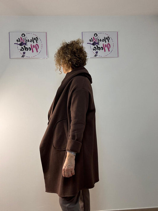 Cappotto in tessuto garzato con cappuccio