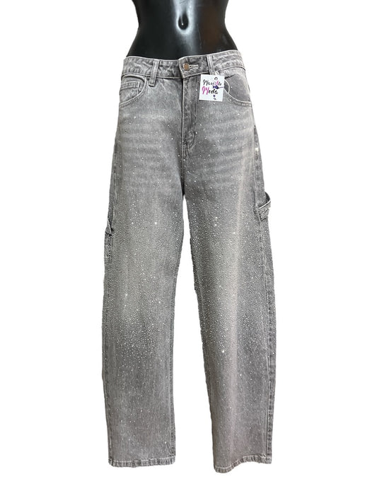 Jeans a palloncino carpenter con strass