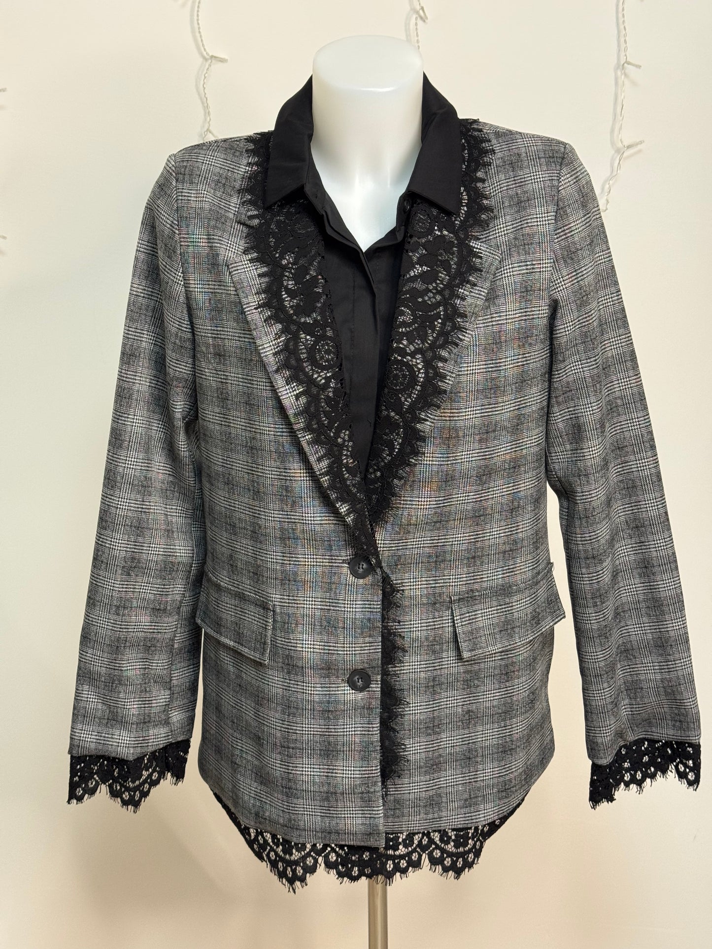 Giacca tartan profili pizzo