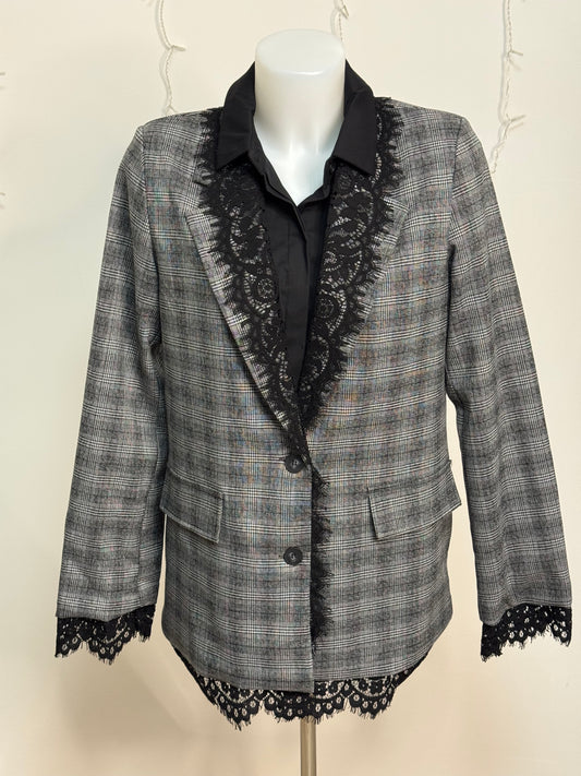 Giacca tartan profili pizzo