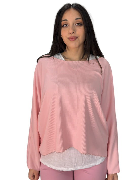 Maglia loose fit testurizzata con bordatura in lurex