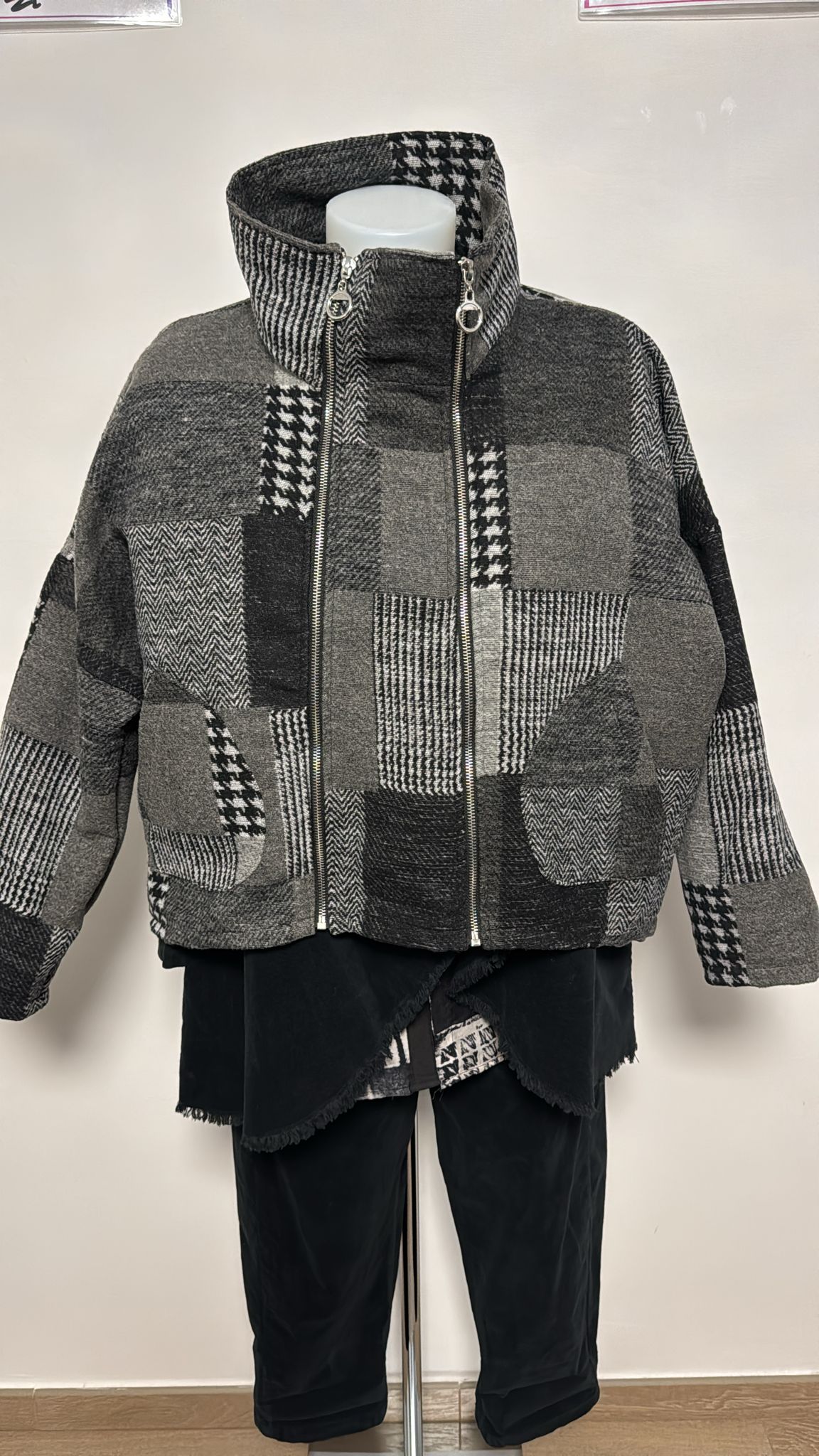 158C giacca a collo alto con doppia zip