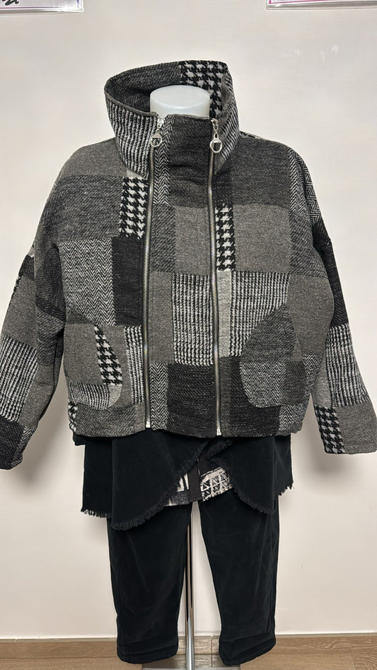 158C giacca a collo alto con doppia zip