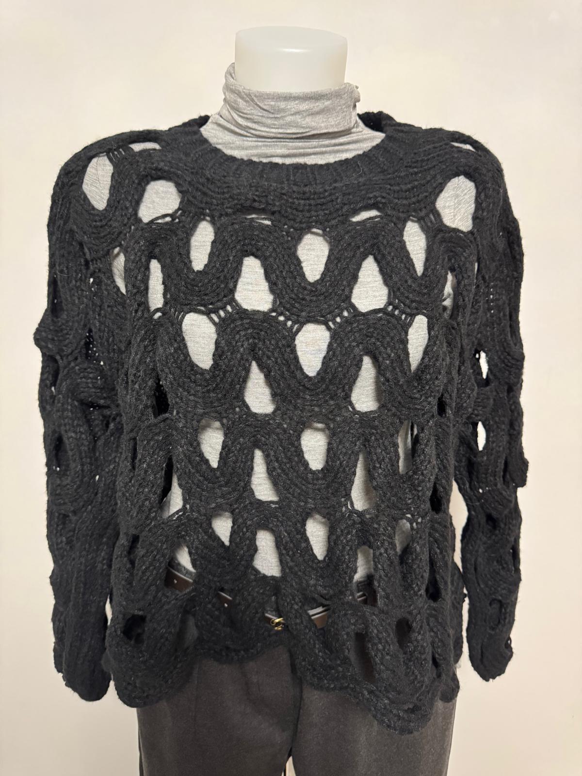 Pullover intrecciato con motivo ondulato