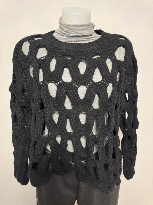 Pullover intrecciato con motivo ondulato