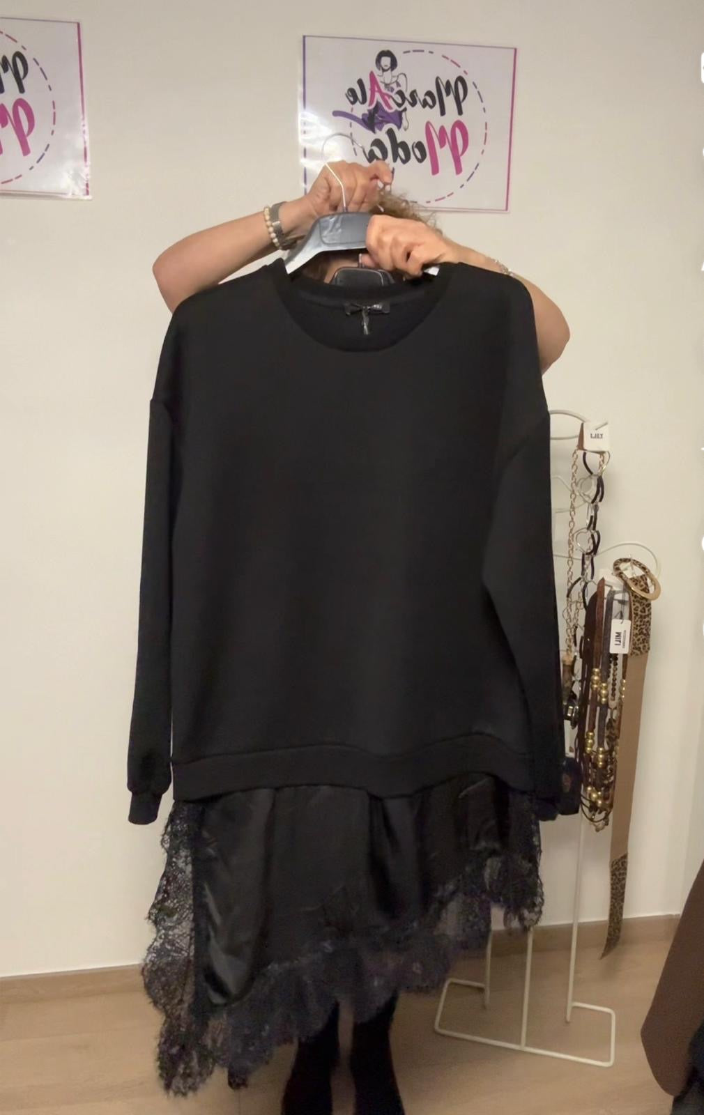 Lumina felpa oversize con sezione di pizzo