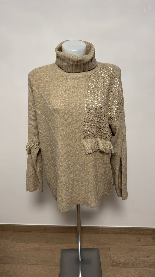 Maglione a collo alto con paillettes