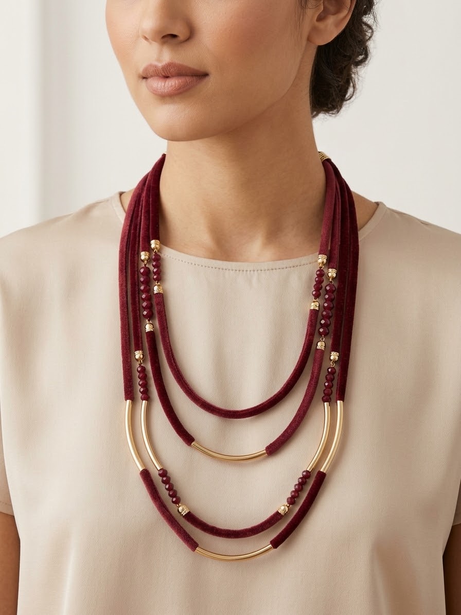 Collana multifilo velluto