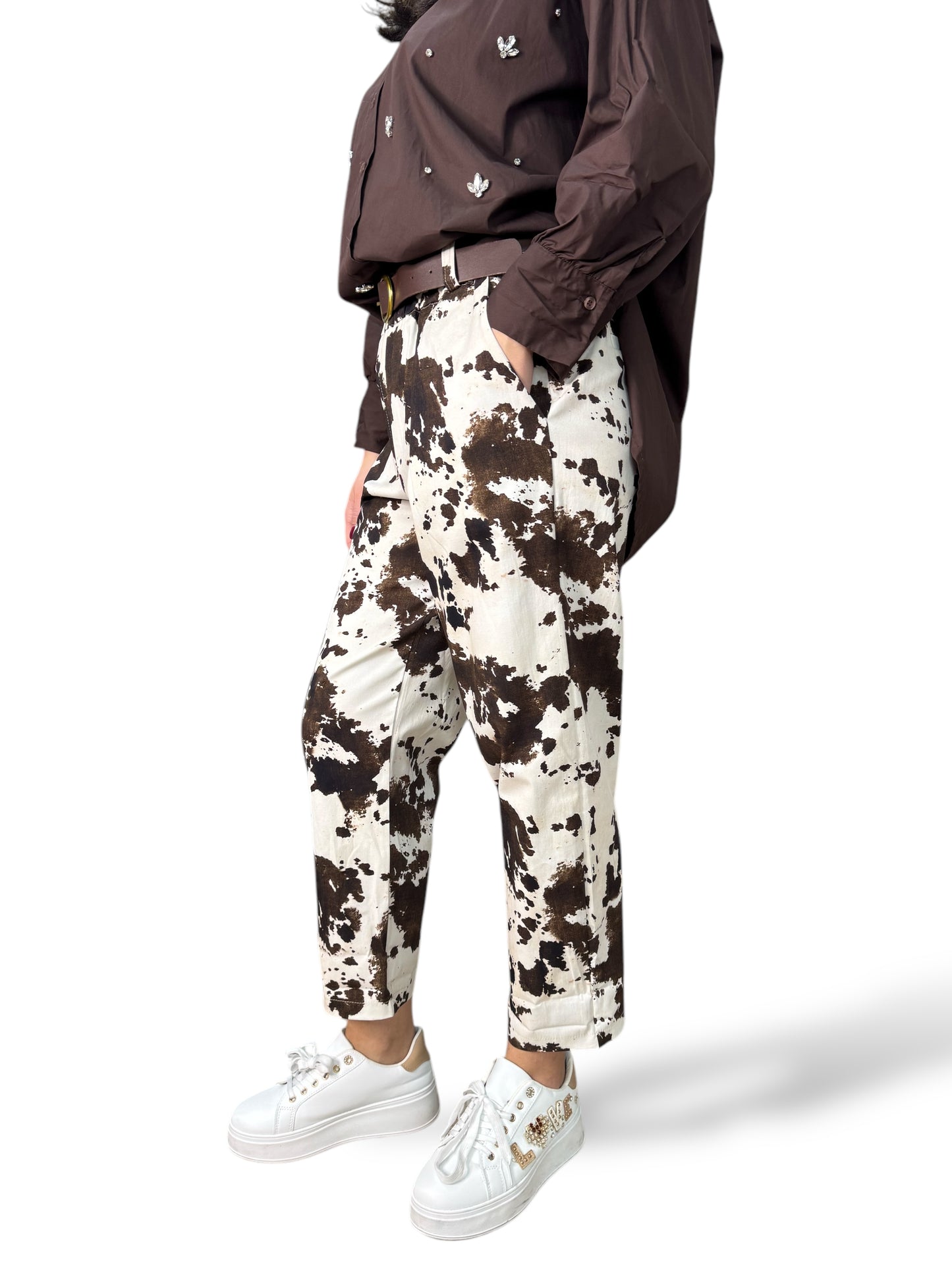 Pantaloni con motivo a mucca