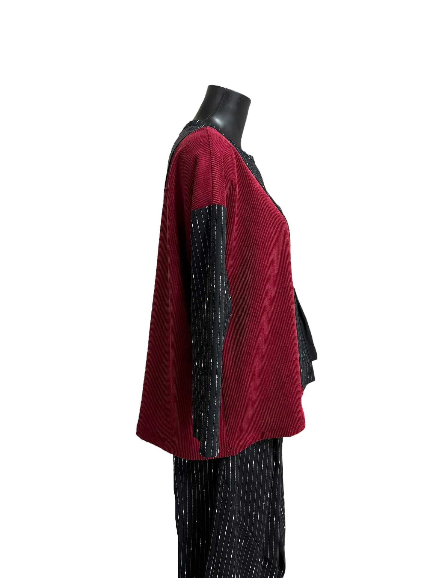 Wendy Trendy coordinato gessato con sezione in velluto a costine