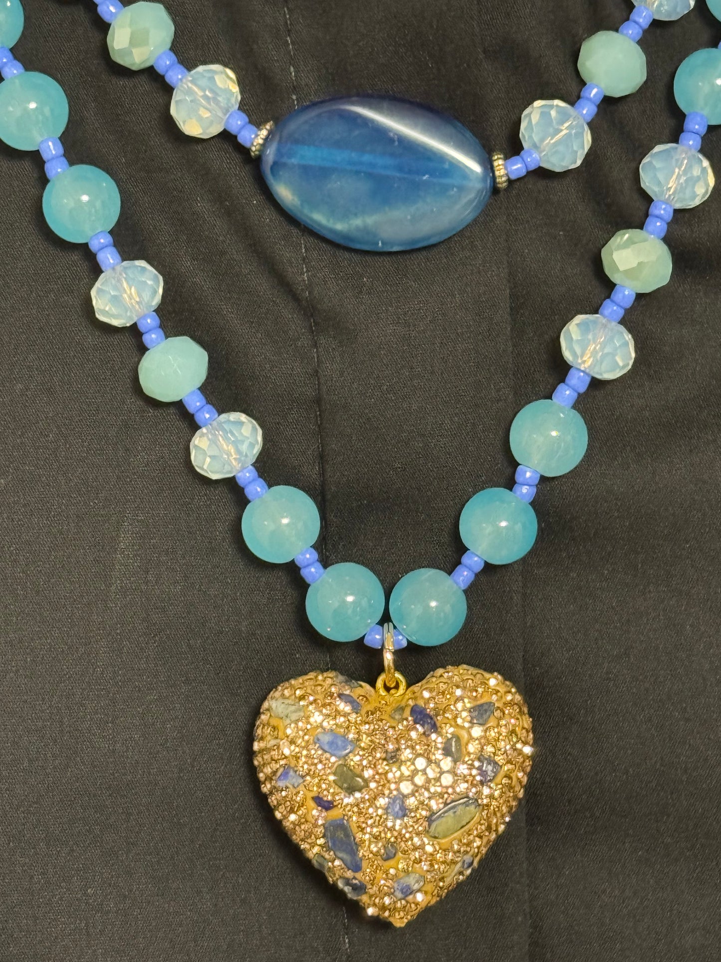 Collana cuore celeste