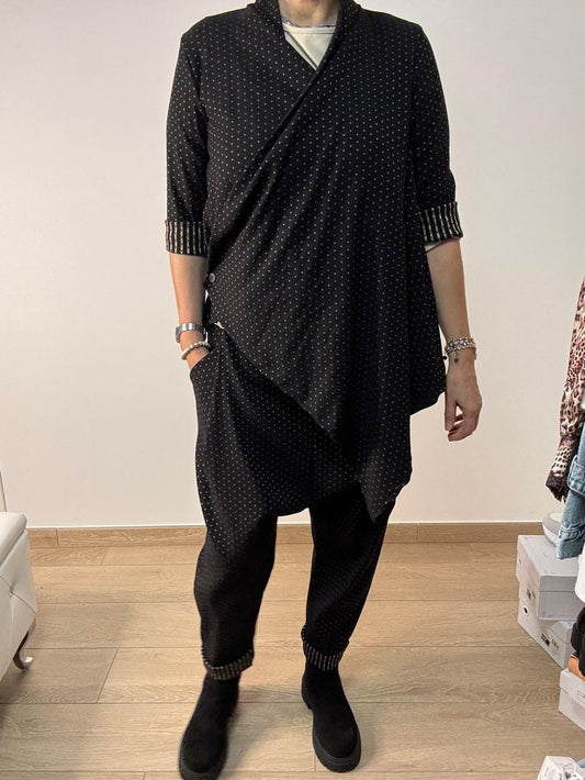 Coordinato nero a pois chiari