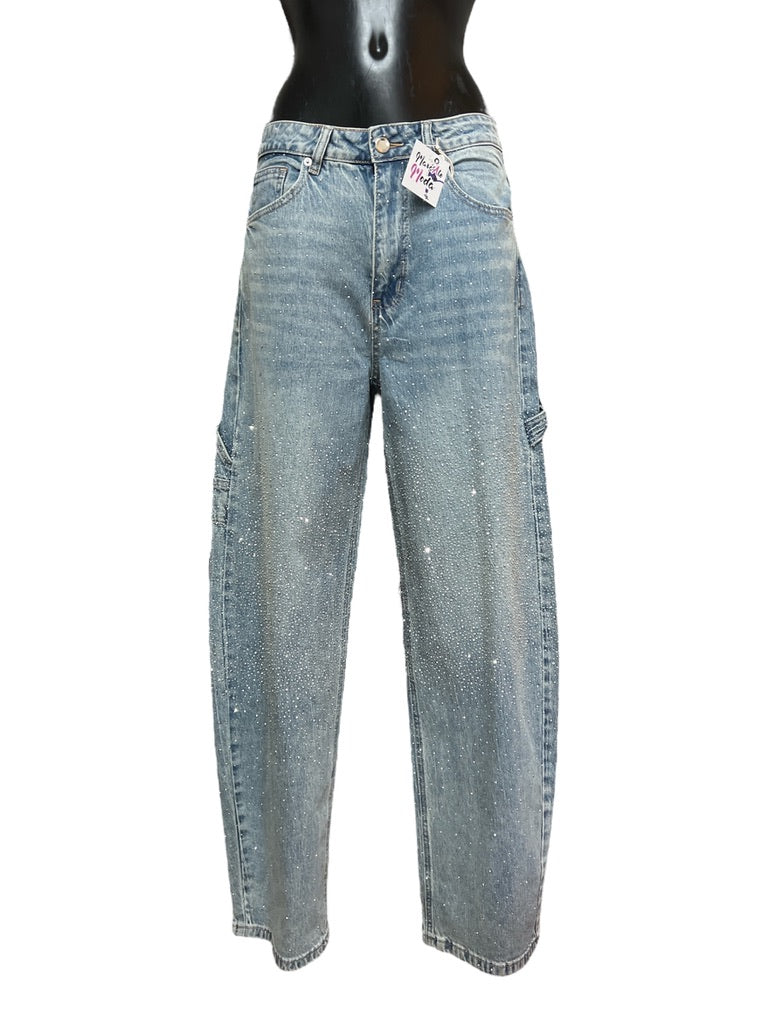 Jeans a palloncino carpenter con strass