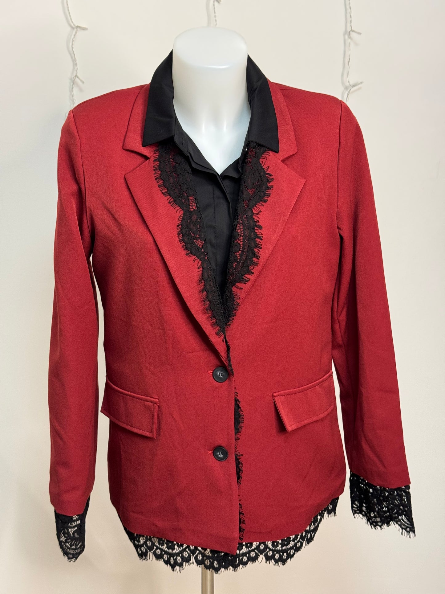 Giacca profili pizzo nero