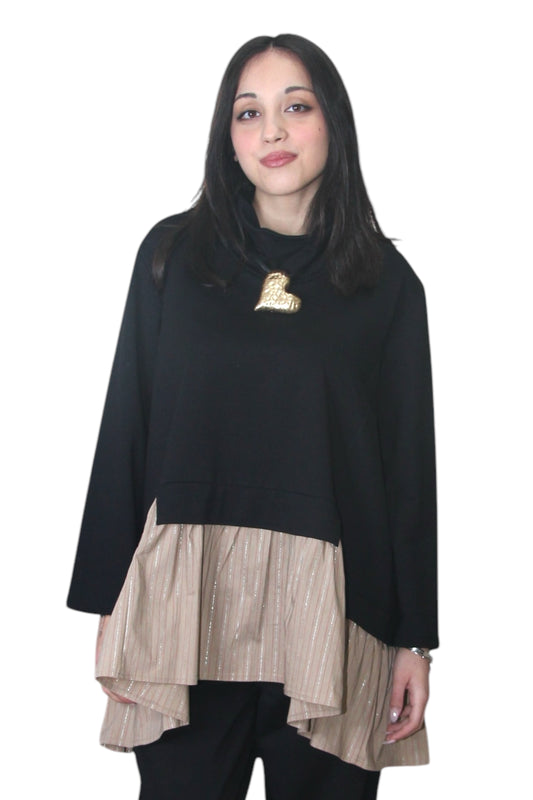 Wendy Trendy casacca con fondo beige gessato