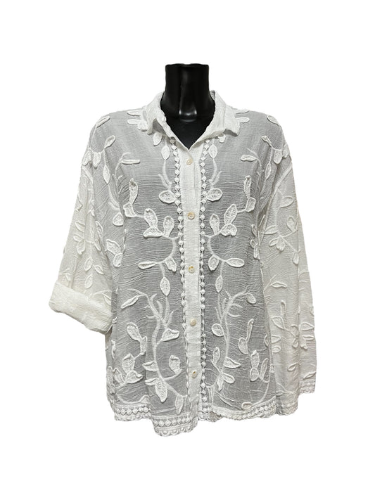 Camicia in mussola di cotone ricamata