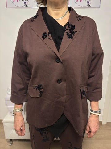 Giacca con motivo floreale in velluto