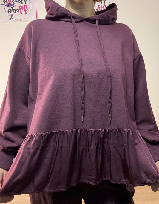 Felpa con cappuccio e sezioni in raso