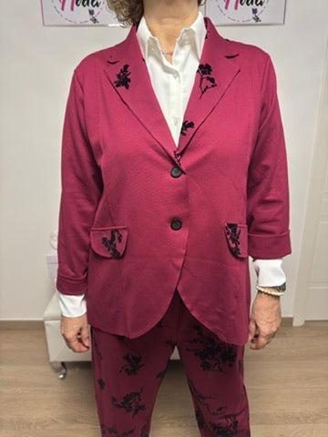 Giacca con motivo floreale in velluto