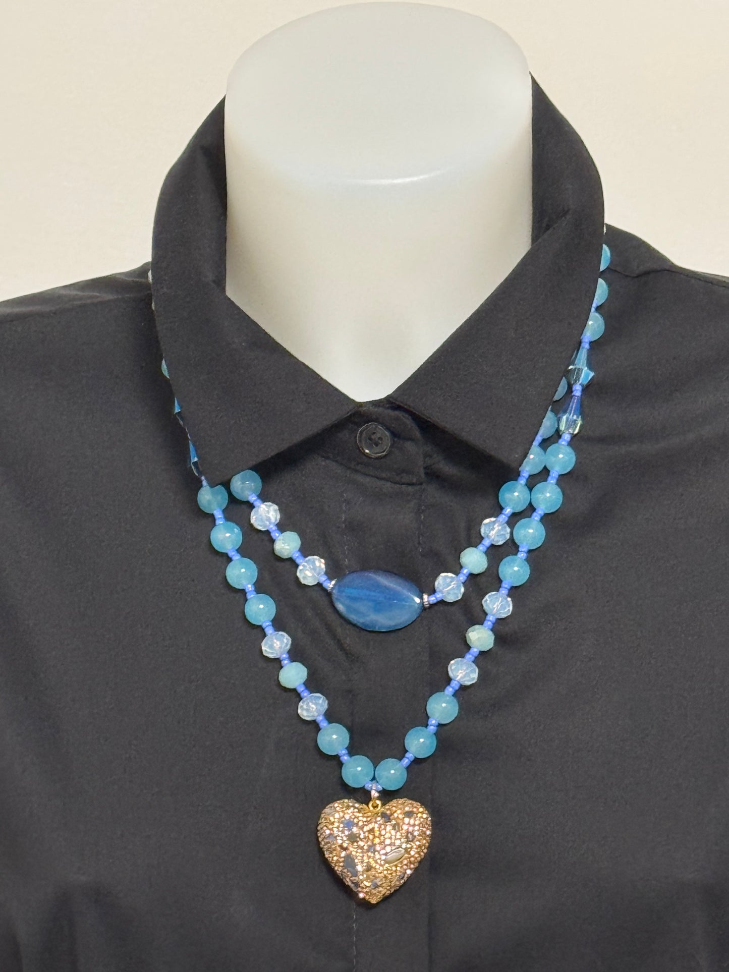 Collana cuore celeste