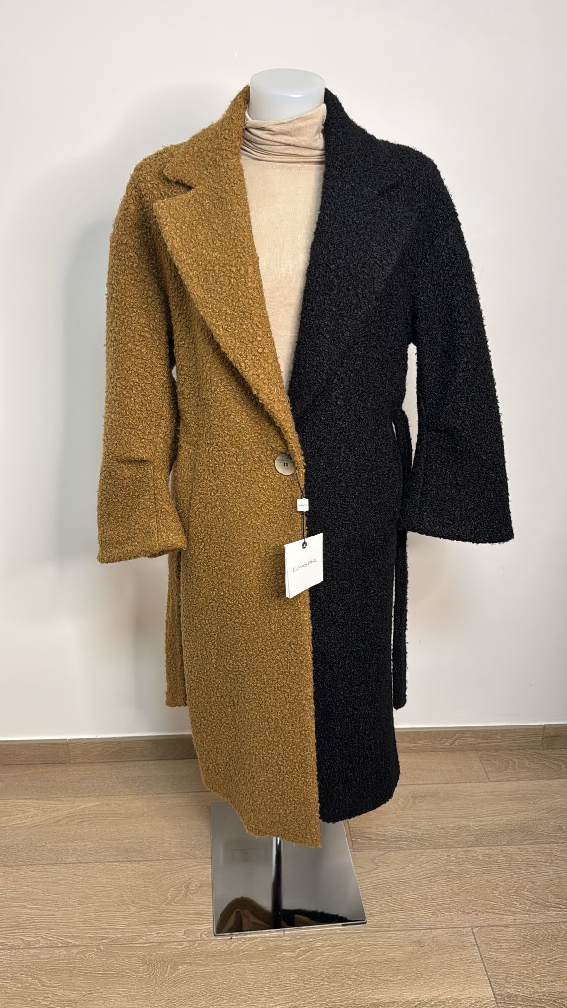 Cappotto boucle doppio colore