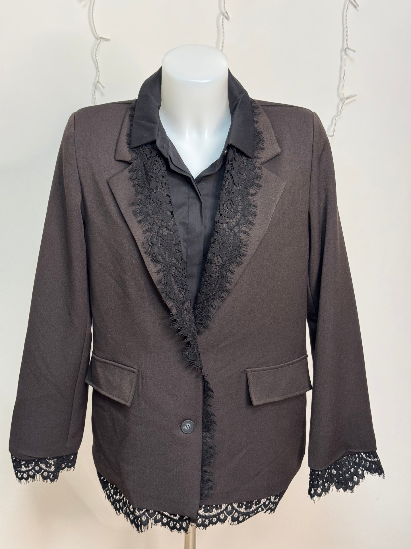 Giacca profili pizzo nero