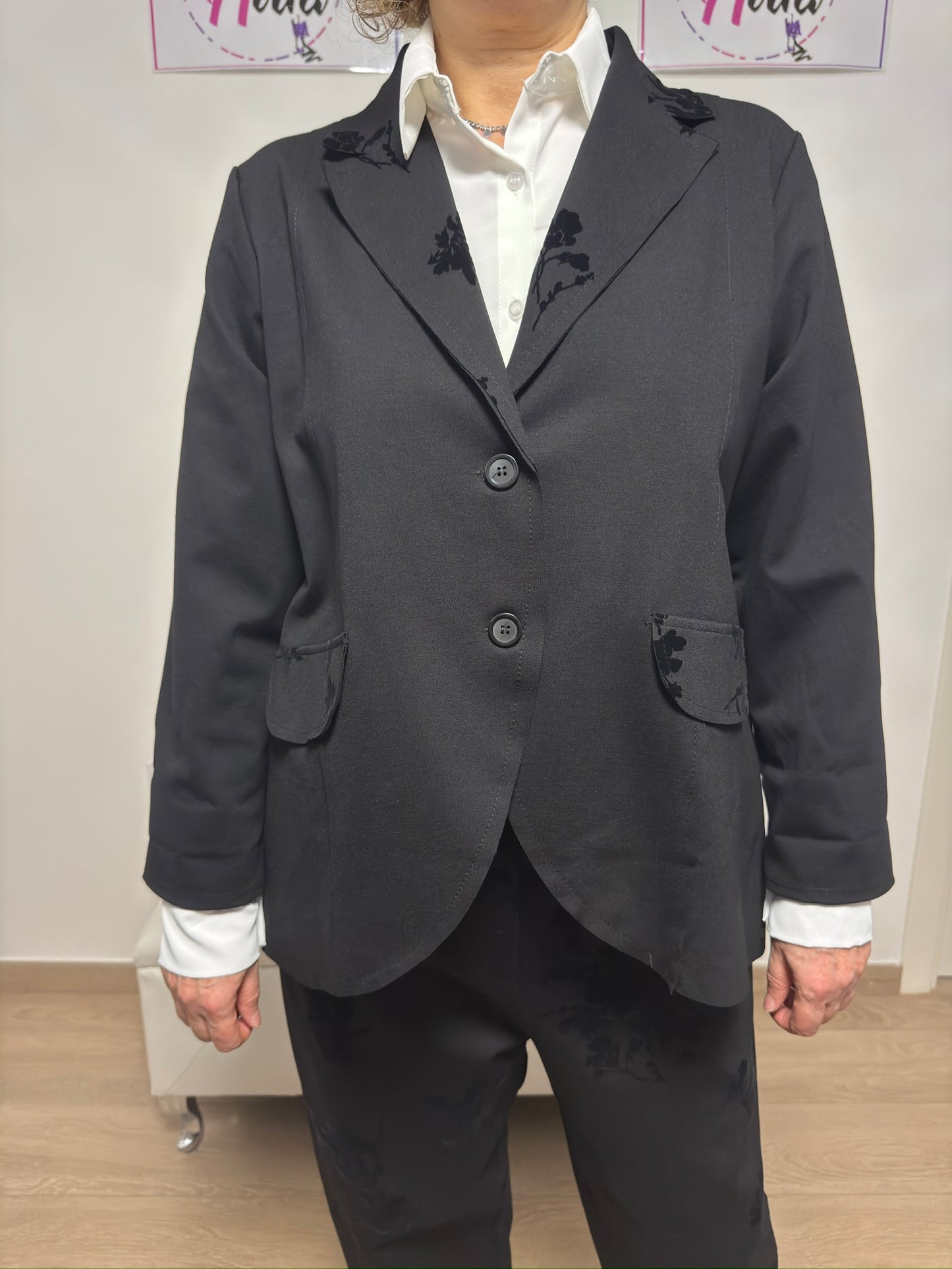 Giacca con motivo floreale in velluto