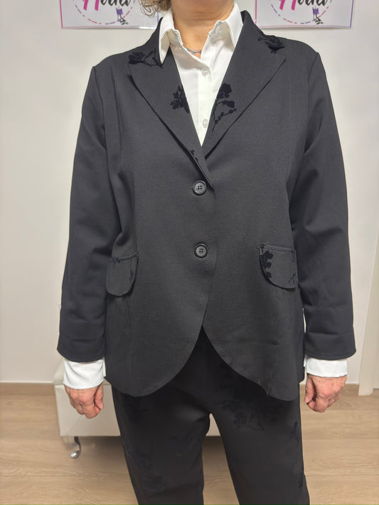 Giacca con motivo floreale in velluto